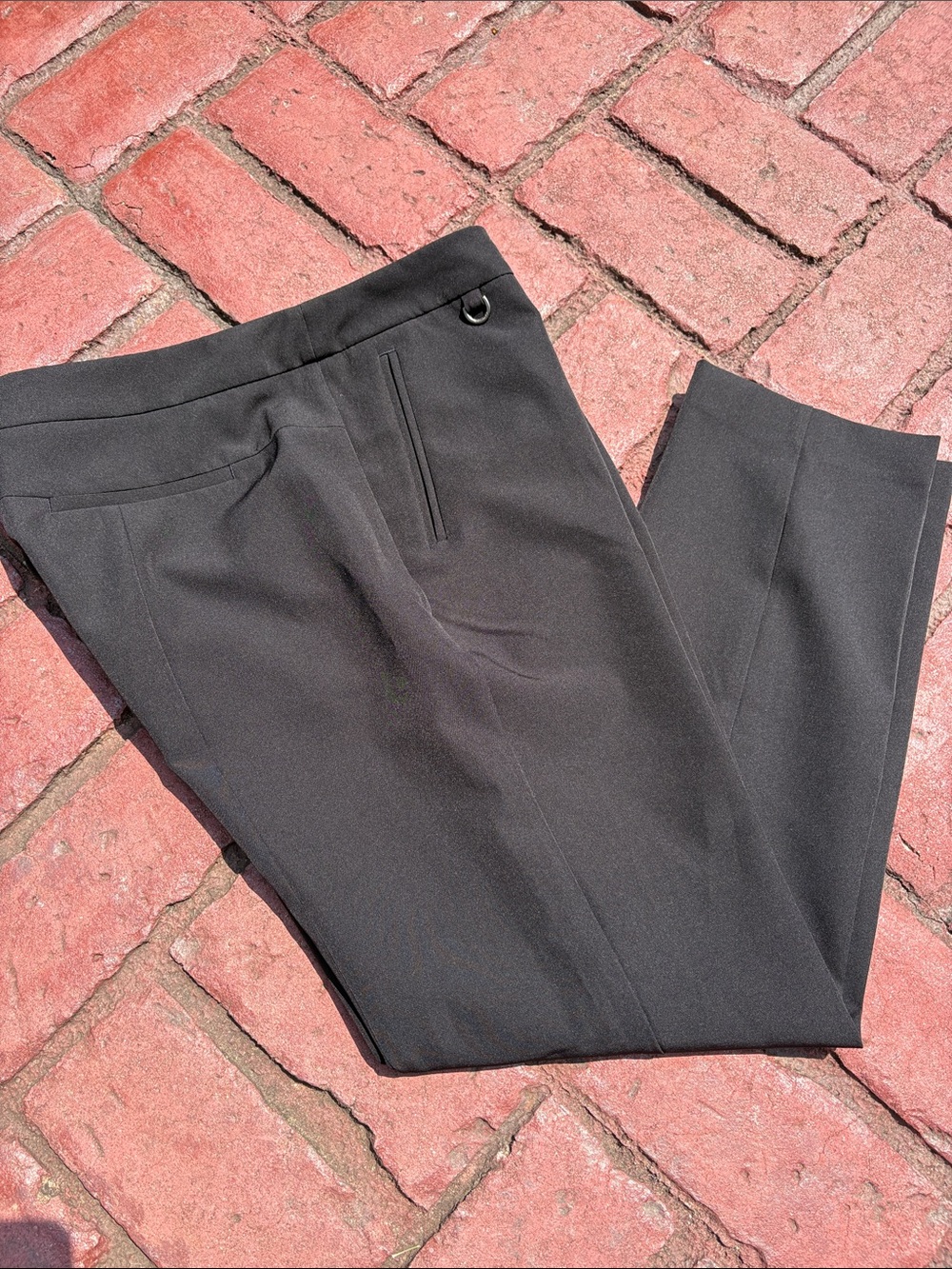 Adrianna Papell Black Slim Dress Pants with D-Ring Detail